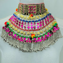 Load image into Gallery viewer, Tribal Oversized Pink Glass Stones Choker Necklace
