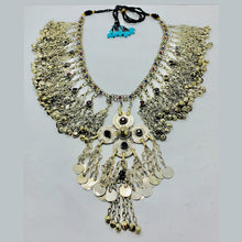 Load image into Gallery viewer, Tribal Silver Bib Necklace With Glass Stones