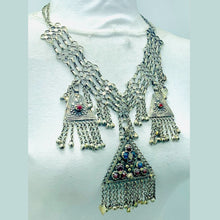 Load image into Gallery viewer, Tribal Silver Kuchi Necklace With Dangling Pendants