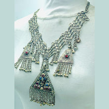 Load image into Gallery viewer, Tribal Silver Kuchi Necklace With Dangling Pendants