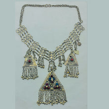 Load image into Gallery viewer, Tribal Silver Kuchi Necklace With Dangling Pendants