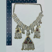 Load image into Gallery viewer, Tribal Silver Kuchi Necklace With Dangling Pendants