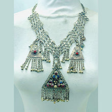 Load image into Gallery viewer, Tribal Silver Kuchi Necklace With Dangling Pendants