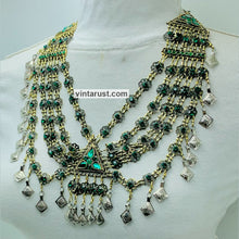 Load image into Gallery viewer, Tribal Statement Green Layered Bib Necklace