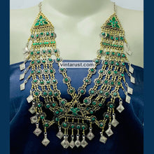 Load image into Gallery viewer, Tribal Statement Green Layered Bib Necklace