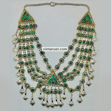 Load image into Gallery viewer, Tribal Statement Green Layered Bib Necklace