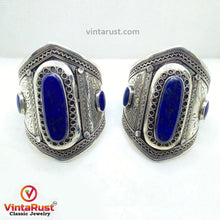 Load image into Gallery viewer, Vintage Lapis Lazuli Stone Cuff Bracelet