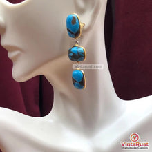 Load image into Gallery viewer, Long Dangle Turquoise Statement Earrings