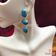 Load image into Gallery viewer, Long Dangle Turquoise Statement Earrings