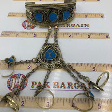 Load image into Gallery viewer, Vintage Turquoise Stone Slave Bracelet with Rings