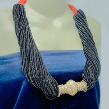 Load image into Gallery viewer, Unique Black Layered Beaded Tribal Necklace