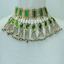 Load image into Gallery viewer, Unique Green Glass Stones and Bells Necklace