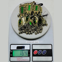 Load image into Gallery viewer, Unique Green Glass Stones and Bells Necklace