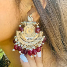 Load image into Gallery viewer, Handmade Oxidized Big Earrings With Beads