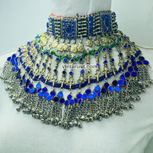 Load image into Gallery viewer, Unique Oversized Blue Stones Choker Necklace