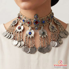 Load image into Gallery viewer, Vintage Boho Coin Necklace with Glass Stones