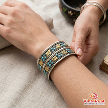 Load image into Gallery viewer, Vintage Tribal Cuff Bracelet With Turquoise Beads