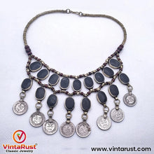 Load image into Gallery viewer, Vintage Dangle Coins and Stones Necklace