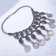 Load image into Gallery viewer, Vintage Dangle Coins and Stones Necklace