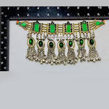 Load image into Gallery viewer, Vintage Green Choker Necklace With Dangling Bells