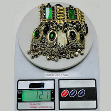 Load image into Gallery viewer, Vintage Green Choker Necklace With Dangling Bells