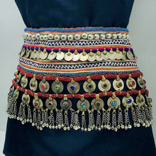 Load image into Gallery viewer, Vintage Belly Dance Belt With Coins and Glass Stones