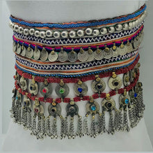 Load image into Gallery viewer, Vintage Belly Dance Belt With Coins and Glass Stones