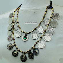 Load image into Gallery viewer, Vintage Multi-Strand Coins Necklace With Beaded Chain