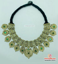 Load image into Gallery viewer, Vintage Multilayers Green Stones Coins Choker Necklace