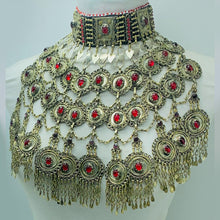 Load image into Gallery viewer, Vintage Oversized Necklace With Red Glass Stones