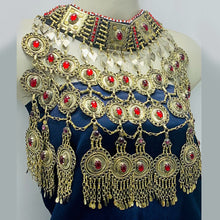 Load image into Gallery viewer, Vintage Oversized Necklace With Red Glass Stones