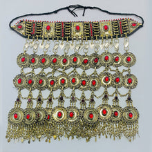 Load image into Gallery viewer, Vintage Oversized Necklace With Red Glass Stones