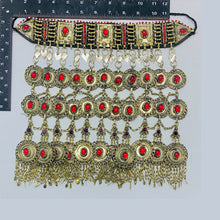 Load image into Gallery viewer, Vintage Oversized Necklace With Red Glass Stones