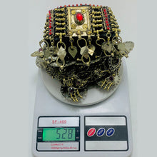 Load image into Gallery viewer, Vintage Oversized Necklace With Red Glass Stones