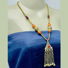 Load image into Gallery viewer, Vintage Kuchi Pendant Necklace With Beaded Chain
