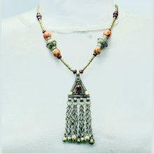 Load image into Gallery viewer, Vintage Kuchi Pendant Necklace With Beaded Chain