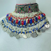 Load image into Gallery viewer, Vintage Red and Blue Coins Choker Necklace