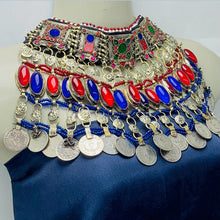 Load image into Gallery viewer, Vintage Red and Blue Coins Choker Necklace