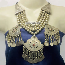 Load image into Gallery viewer, Vintage Silver Kuchi Necklace With Dangling Pendants