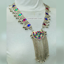 Load image into Gallery viewer, Vintage Silver Tribal Pendant Necklace With Long Bells