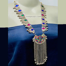 Load image into Gallery viewer, Vintage Silver Tribal Pendant Necklace With Long Bells
