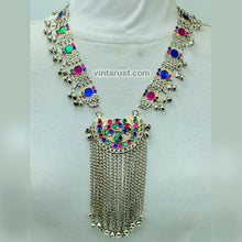 Load image into Gallery viewer, Vintage Silver Tribal Pendant Necklace With Long Bells