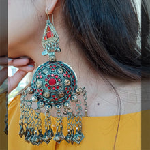 Load image into Gallery viewer, Tribal Oversized Glass Stones Earrings