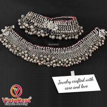 Load image into Gallery viewer, Vintage Tribal Silver Kuchi Anklets Pair With Bells