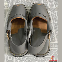 Load image into Gallery viewer, Grey Leather Kaptaan Chappal