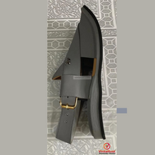 Load image into Gallery viewer, Grey Leather Kaptaan Chappal