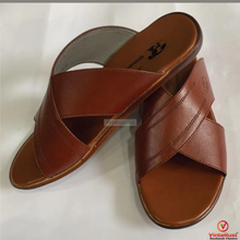 Load image into Gallery viewer, Handmade Brown Leather Cross-Strap Sandals