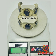 Load image into Gallery viewer, Antique Turkmen Silver Lapis Lazuli Bracelet