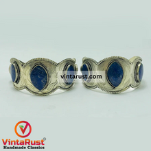 Load image into Gallery viewer, Antique Turkmen Silver Lapis Lazuli Bracelet