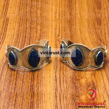 Load image into Gallery viewer, Antique Turkmen Silver Lapis Lazuli Bracelet